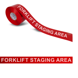 Staging Rigging Signage RIGID SIGNAL 3X100 Wht/Red FORKLIFT STAGING AREA | Safety Signage Tapes ...